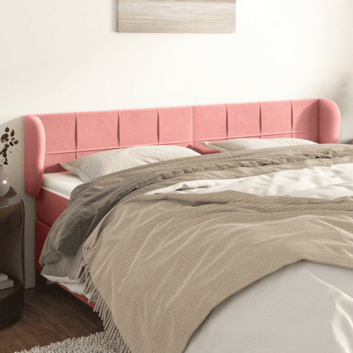 vidaXL Cabeceira de cama c abas veludo 203x23x7888 cm rosa vidaXL Cabeceira de cama c abas veludo 203x23x7888 cm rosa