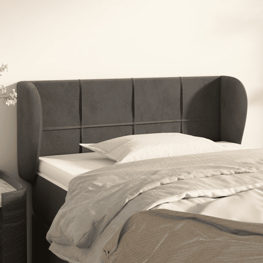vidaXL Cabeceira de cama c abas veludo 93x23x7888 cm cinzento-escuro vidaXL Cabeceira de cama c abas veludo 93x23x7888 cm cinzento-escuro