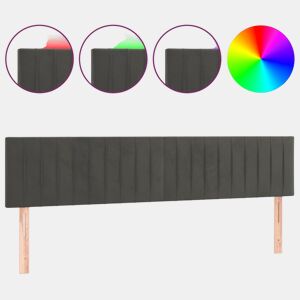 vidaXL Cabeceira de cama cluzes LED veludo 160x5x7888cm cinza-escuro