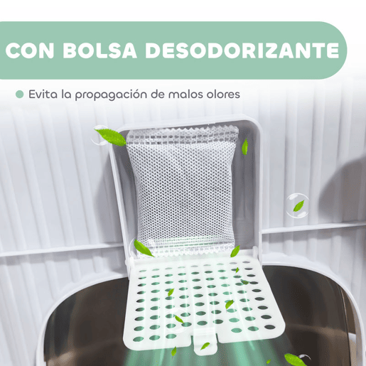 PawHut Caixa de Areia para Gatos Fechada Caixa de Areia para Gatos com Entrada Frontal Saída Superior Tampa Amovível Bandeja e Pá 40,5x52,5x42,5 cm Verde