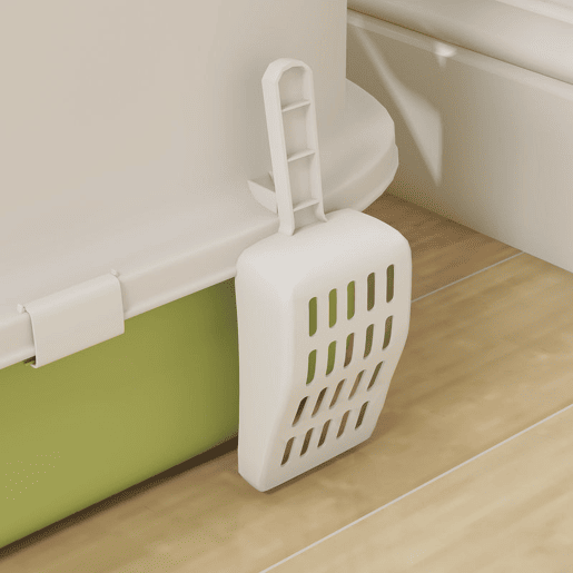 PawHut Caixa de Areia para Gatos Fechada Caixa de Areia para Gatos com Entrada Frontal Saída Superior Tampa Amovível Bandeja e Pá 40,5x52,5x42,5 cm Verde