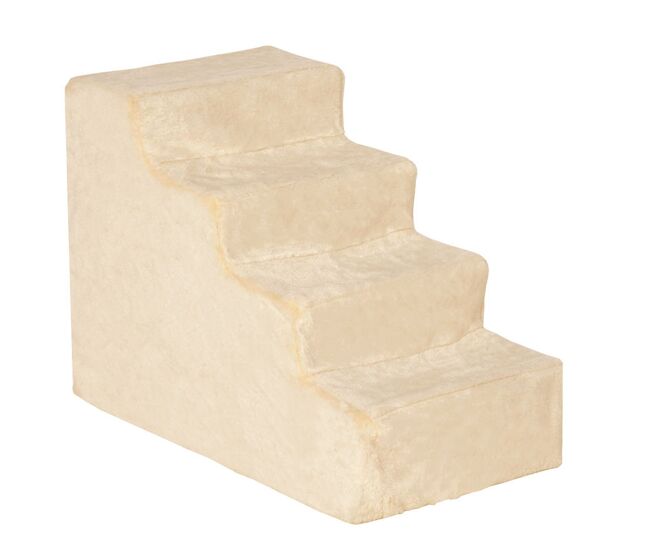 Pawhut escalera para perros de 4 peldaños escalera para mascotas con funda extraíble y lavable para cama sofá 60x35x44 cm beige