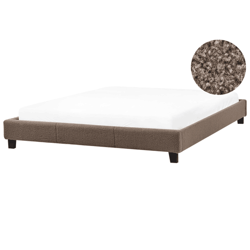 Cama sem cabeceira Bouclé ROANNE 180 x 200 cm Taupe