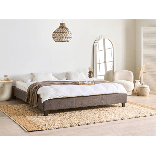 Cama sem cabeceira Bouclé ROANNE 180 x 200 cm Taupe