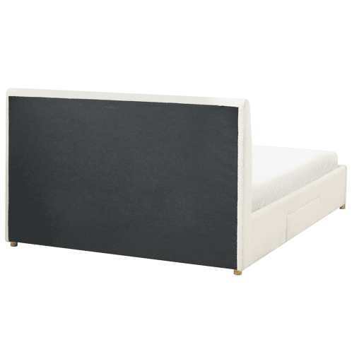 Cama com gavetas de arrumação Bouclé SOUTRIN 160 x 200 cm Branco creme