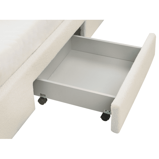 Cama com gavetas de arrumação Bouclé SOUTRIN 160 x 200 cm Branco creme