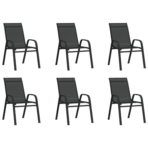 vidaXL Cadeiras de jardim empilháveis 6 pcs textilene preto vidaXL Cadeiras de jardim empilháveis 6 pcs textilene preto