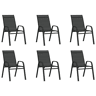 vidaXL Cadeiras de jardim empilháveis 6 pcs textilene preto