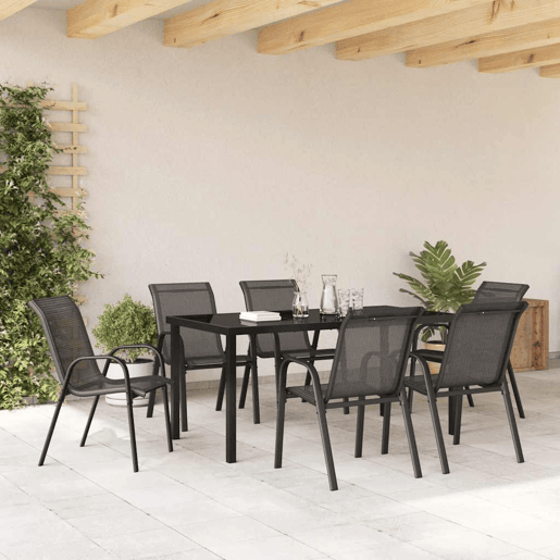 vidaXL Cadeiras de jardim empilháveis 6 pcs textilene preto vidaXL Cadeiras de jardim empilháveis 6 pcs textilene preto
