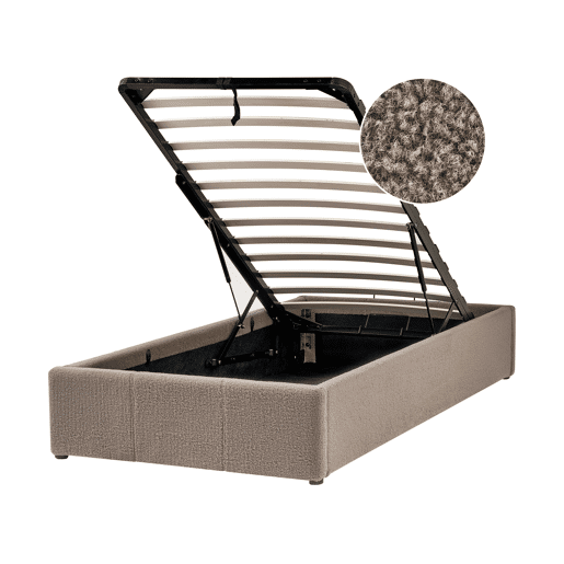 Cama baú sem cabeceira Bouclé DINAN 90 x 200 cm Taupe