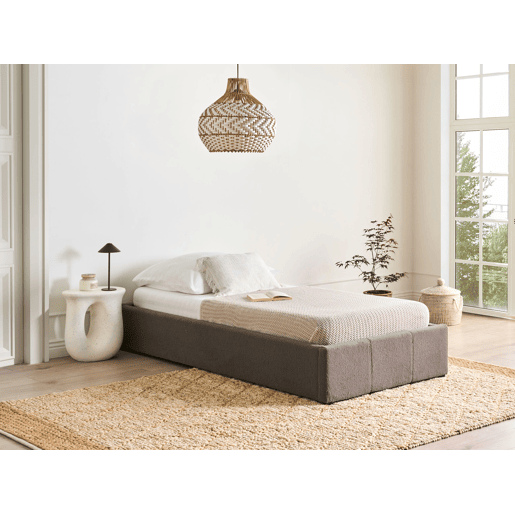 Cama baú sem cabeceira Bouclé DINAN 90 x 200 cm Taupe