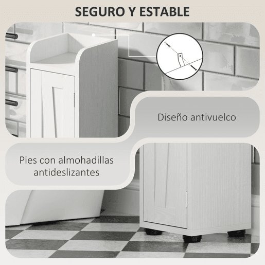 HOMCOM Coluna Casa de Banho Móvel Casa de Banho com 2 Portas gaveta Compartimento Aberto Prateleiras Ajustáveis e Suporte para Papel Higiênico Armário Casa de Banho Rústico 20x20x185 cm Branco