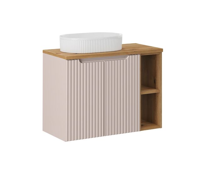 Mueble lavabo individual 80cm 2 puertas 2 compartimientos riva cachemira y madera