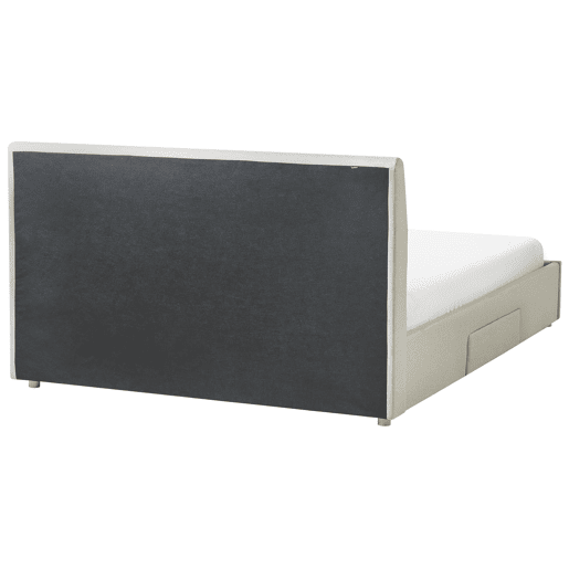 Cama com gavetas de arrumação Tecido SOUTRIN 180 x 200 cm Creme