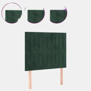 vidaXL Cabeceira de cama c LED veludo 100x5x118128 cm verde-escuro