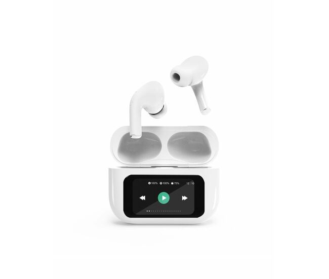 Auriculares gembird tws-lcd-anc-01-w blanco