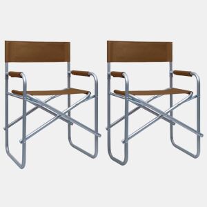 vidaXL Cadeiras de realizador 2 pcs aço castanho