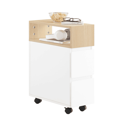 Mesa de Apoio com Rodas Carrinho com 2 Gavetas 50 x 20 x 61 cm FBT155-WN SoBuy PT