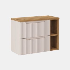 Móvel de lavatório 80cm 2 gavetas 2 nichos Riva Caxemira e Madeira
