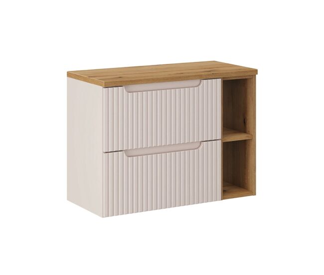 Mueble bajo lavabo 80cm 2 cajones 2 compartimientos riva cachemira y madera