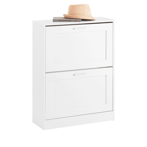 SoBuy Sapateira com 2 abas, organizador de sapatos para armário de entrada, 60 x 25 x 80 cm, branco FSR137-W