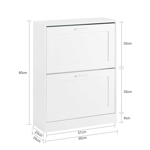 SoBuy Sapateira com 2 abas, organizador de sapatos para armário de entrada, 60 x 25 x 80 cm, branco FSR137-W