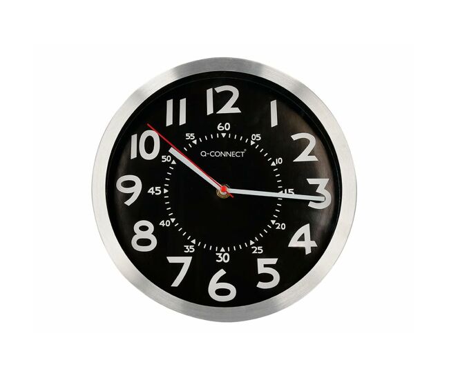 Reloj de pared q-connect kf16948 negro ø 25 cm metal