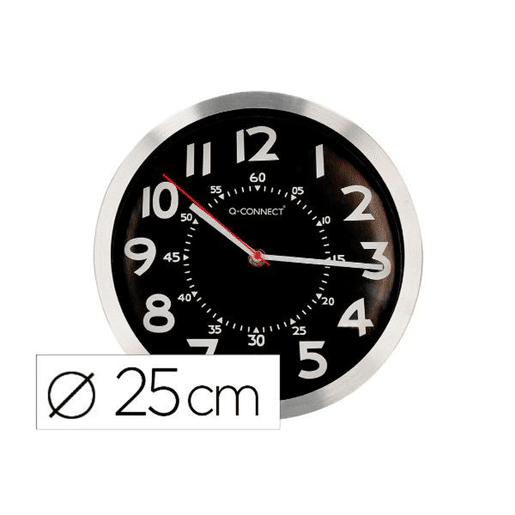 Relógio de Parede Q-Connect KF16948 Preto Ø 25 cm Metal