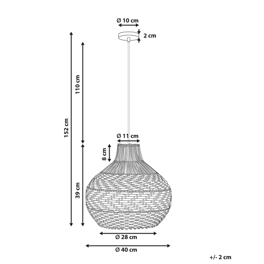 Candeeiro suspenso YAUCO Rattan Branco