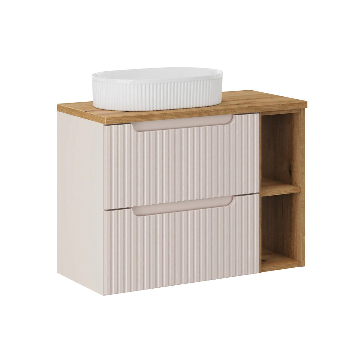 mueble lavabo individual 80cm 2 cajones 2 compartimientos riva cachemira y madera