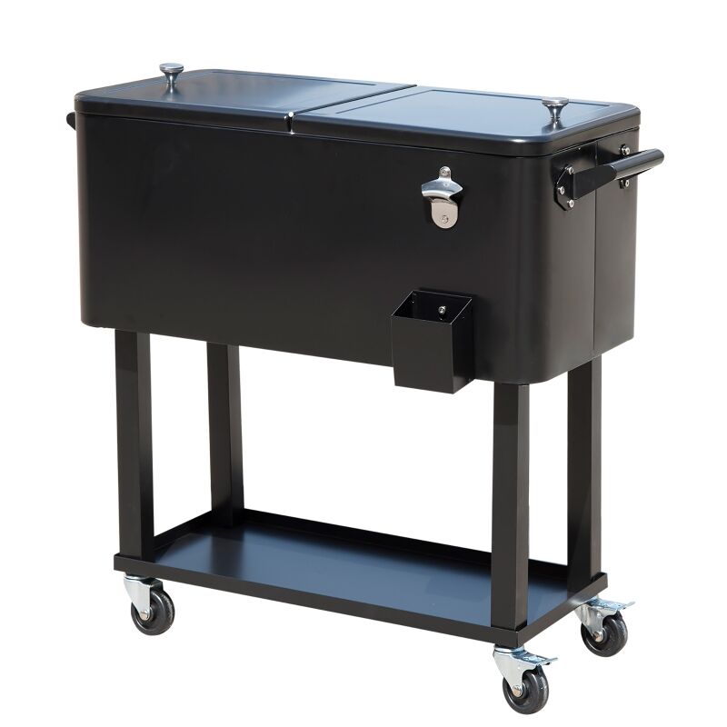 Carro Nevera Metal, PP Outsunny, hogar - cocina