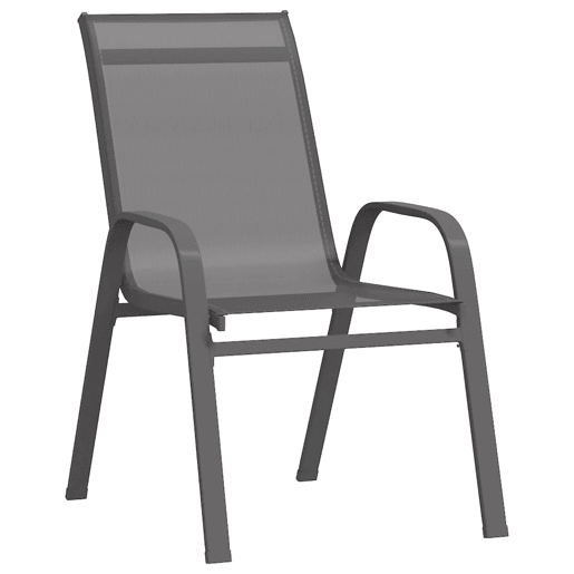 vidaXL Cadeiras de jardim empilháveis 6 pcs textilene cinzento
