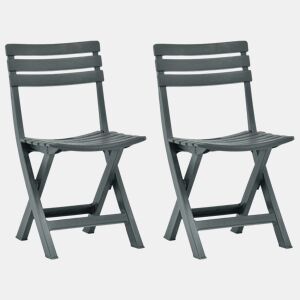 vidaXL Cadeiras de jardim dobráveis 2 pcs plástico verde