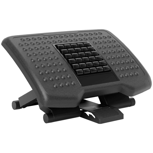 HOMCOM Apoio para os Pés de Escritório com Altura e Ângulo Ajustáveis Apoio para os Pés com Superfície de Massagem e Almofadas Antiderrapantes para Estúdio Escritório Casa Preto