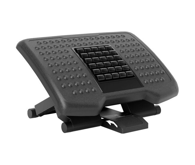 Homcom reposapiés de oficina, reposapiés ergonómico con altura ajustable en 3 niveles, -30° a +30°, reposa pies con superficie de masaje, almohadillas antideslizantes, para estudio, hogar, negro