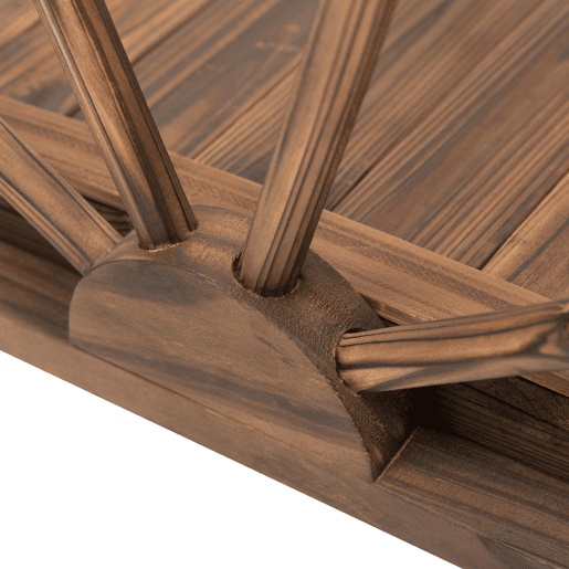 Outsunny Ponte de Madeira para Jardim Ponte Decorativa com Capacidade Máxima de 150 kg com Corrimão em Forma de Meia Roda 100x50x37 cm Marrom