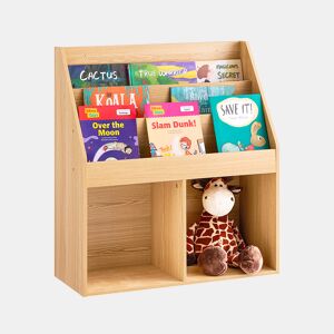 SoBuy Estante para crianças, estante Montessori com 3 prateleiras e 2 compartimentos, arrumação para livros, mobiliário de quarto, natural KMB01-N