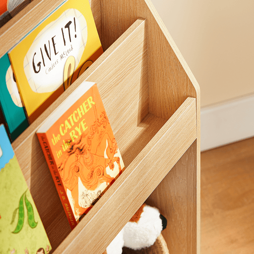 SoBuy Estante para crianças, estante Montessori com 3 prateleiras e 2 compartimentos, arrumação para livros, mobiliário de quarto, natural KMB01-N