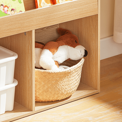 SoBuy Estante para crianças, estante Montessori com 3 prateleiras e 2 compartimentos, arrumação para livros, mobiliário de quarto, natural KMB01-N