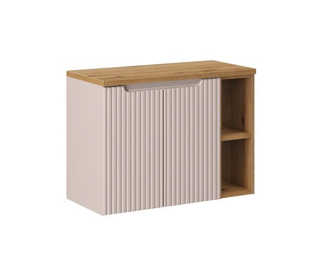 Mueble bajo lavabo 80cm 2 puertas 2 compartimientos riva cachemira y madera