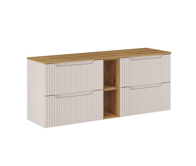 Mueble bajo lavabo 140cm 4 cajones 2 compartimientos riva cachemira y madera