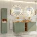 Conjunto mueble lavabo doble y columna Jade Conjunto mueble lavabo doble y columna Jade Verde