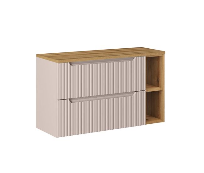 Mueble bajo lavabo 100cm 2 cajones 2 compartimientos riva cachemira y madera