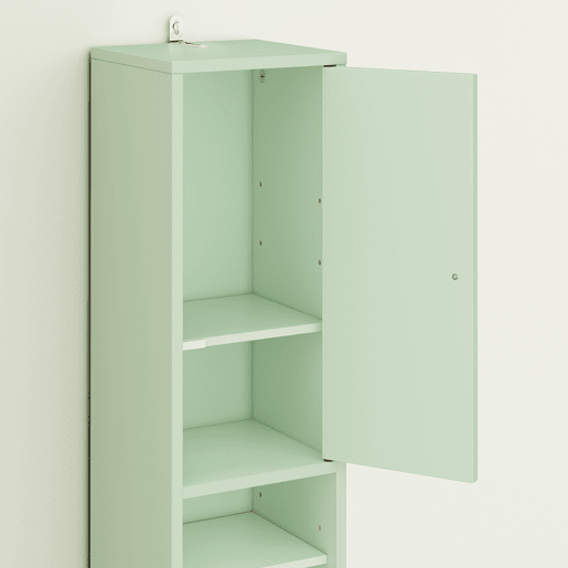 SoBuy Armário de casa de banho 20 cm - Armário de arrumação estreito com gaveta e prateleiras ajustáveis u200Bu200B- Móveis de casa de banho compactos para casas de banho, espaços pequenos - Verde, MDF, 20x20x180 cm, BZR34-II-GR