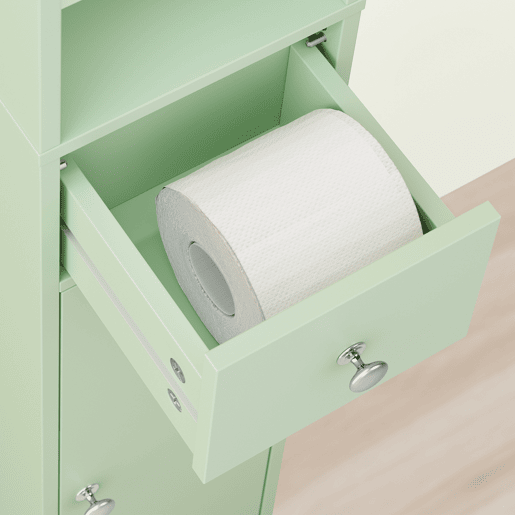 SoBuy Armário de casa de banho 20 cm - Armário de arrumação estreito com gaveta e prateleiras ajustáveis u200Bu200B- Móveis de casa de banho compactos para casas de banho, espaços pequenos - Verde, MDF, 20x20x180 cm, BZR34-II-GR