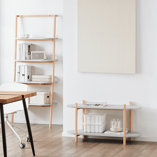 SoBuy Mesa de apoio em madeira com prateleira de arrumação de 2 níveis, mesa de centro pequena para sala de estar, escritório, quarto, cinzento HSTR01-HG