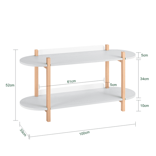 SoBuy Mesa de apoio em madeira com prateleira de arrumação de 2 níveis, mesa de centro pequena para sala de estar, escritório, quarto, cinzento HSTR01-HG