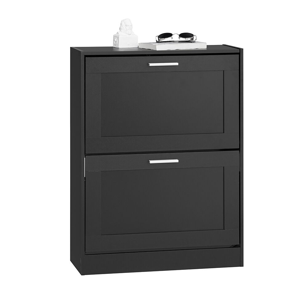 Sobuy zapatero con 2 solapas armario de entrada zapatero organizador 60 x 25 x 80 cm negro fsr137-sch