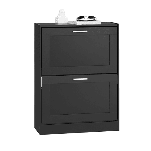 SoBuy Zapatero con 2 Solapas Armario de Entrada Zapatero Organizador 60 x 25 x 80 cm Negro FSR137-SCH