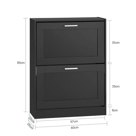 SoBuy Zapatero con 2 Solapas Armario de Entrada Zapatero Organizador 60 x 25 x 80 cm Negro FSR137-SCH